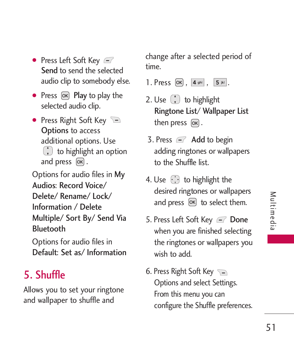 Shuffle | LG AX310 User Manual | Page 53 / 119