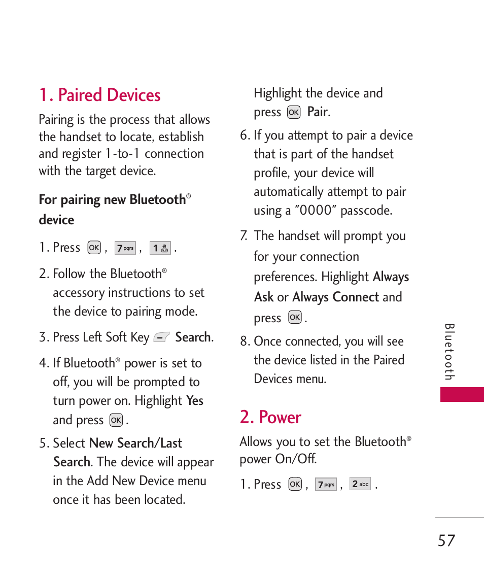 Paired devices, Power | LG AX310 User Manual | Page 59 / 119