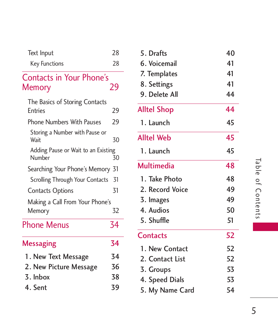 Phone menus 34 | LG AX310 User Manual | Page 7 / 119