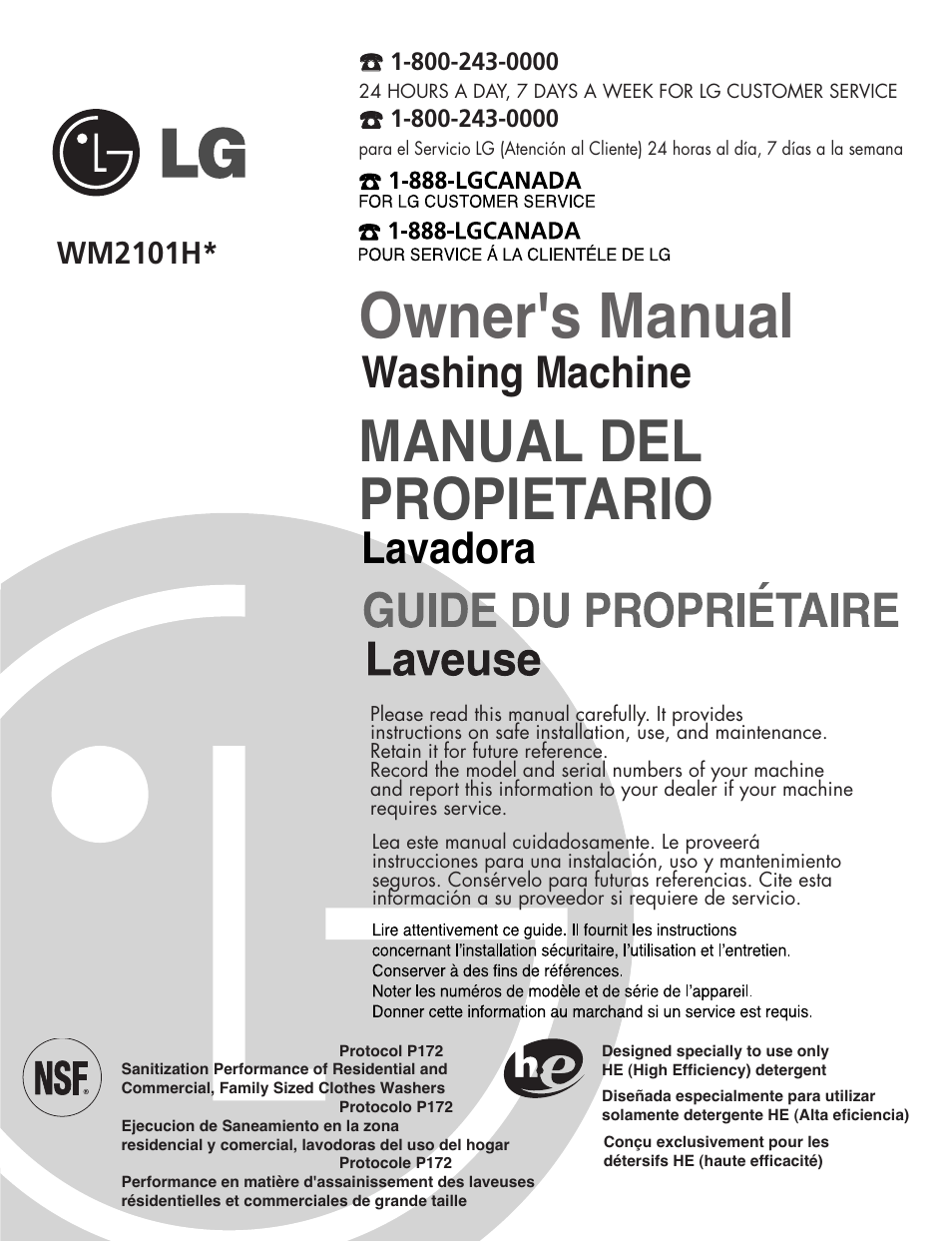 LG WM2101H User Manual | 72 pages