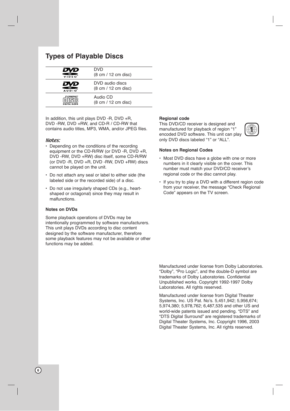 Types of playable discs | LG DVT418 User Manual | Page 6 / 40