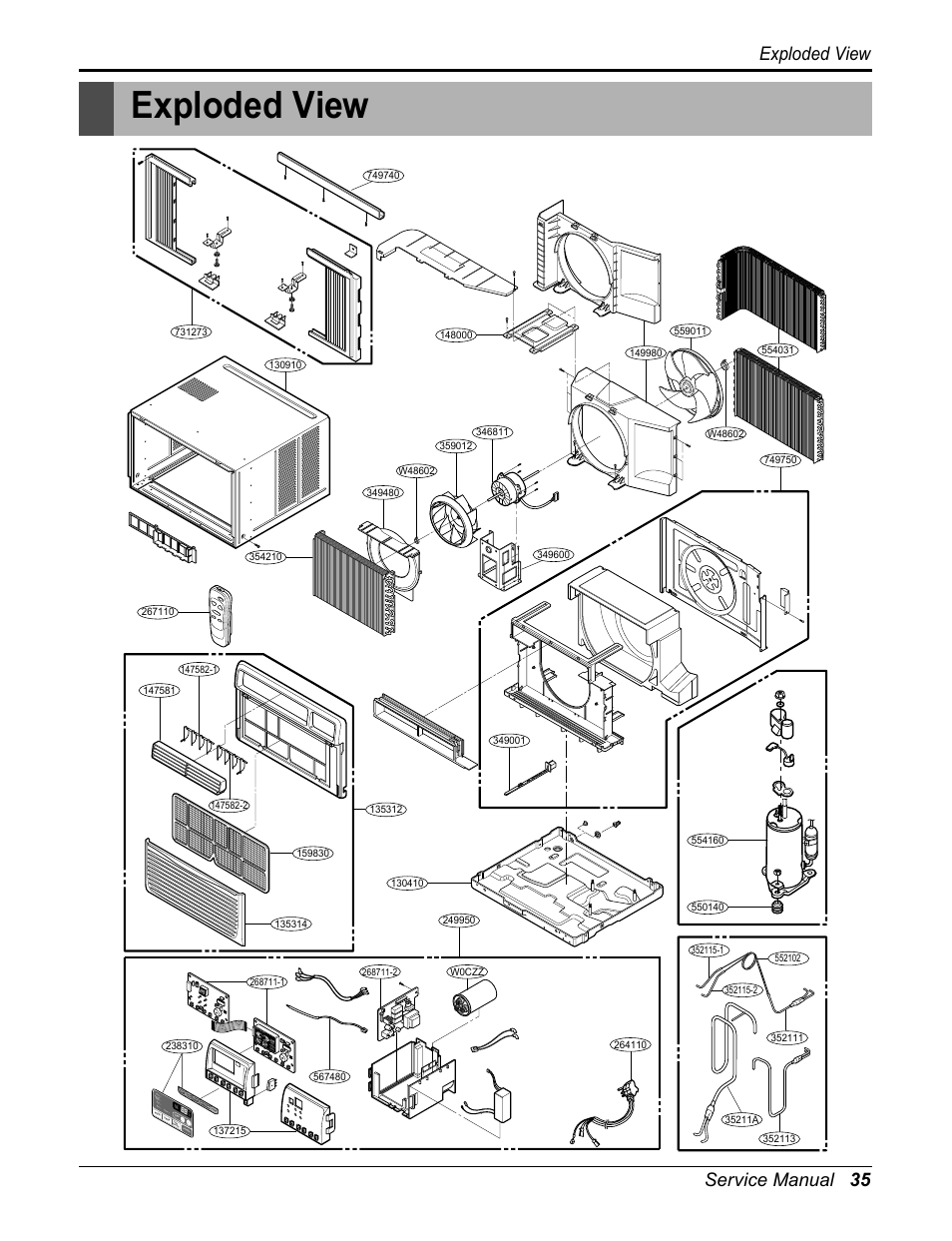 Exploded view, Service manual 35 exploded view | LG L1804R User Manual | Page 35 / 39