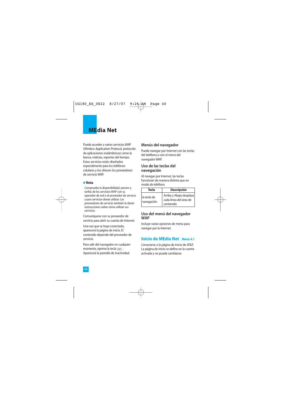 Media net | LG CG180 User Manual | Page 130 / 182