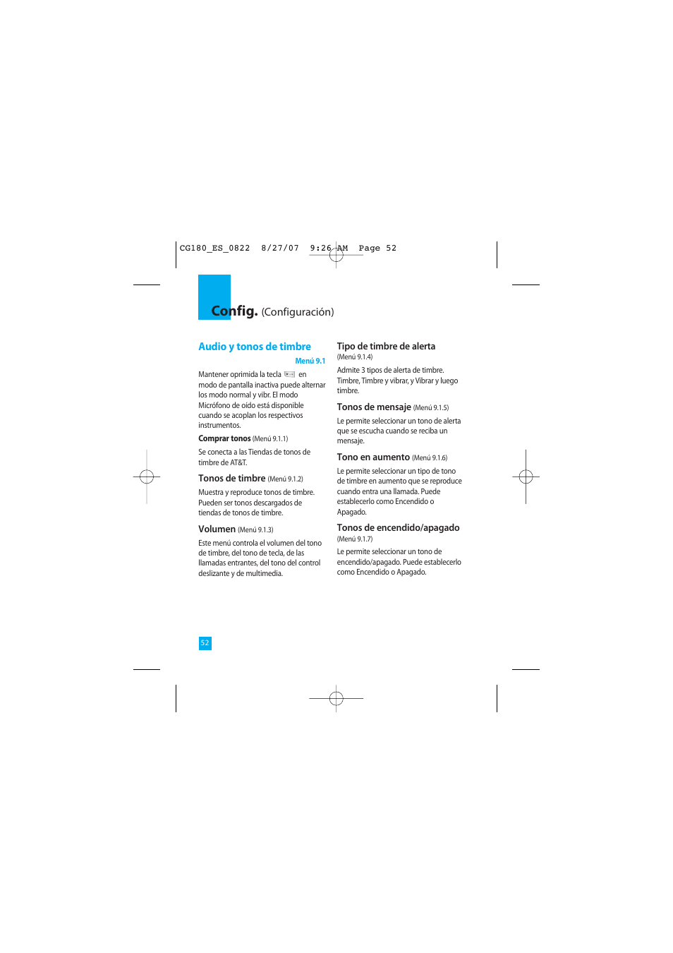 Config | LG CG180 User Manual | Page 142 / 182