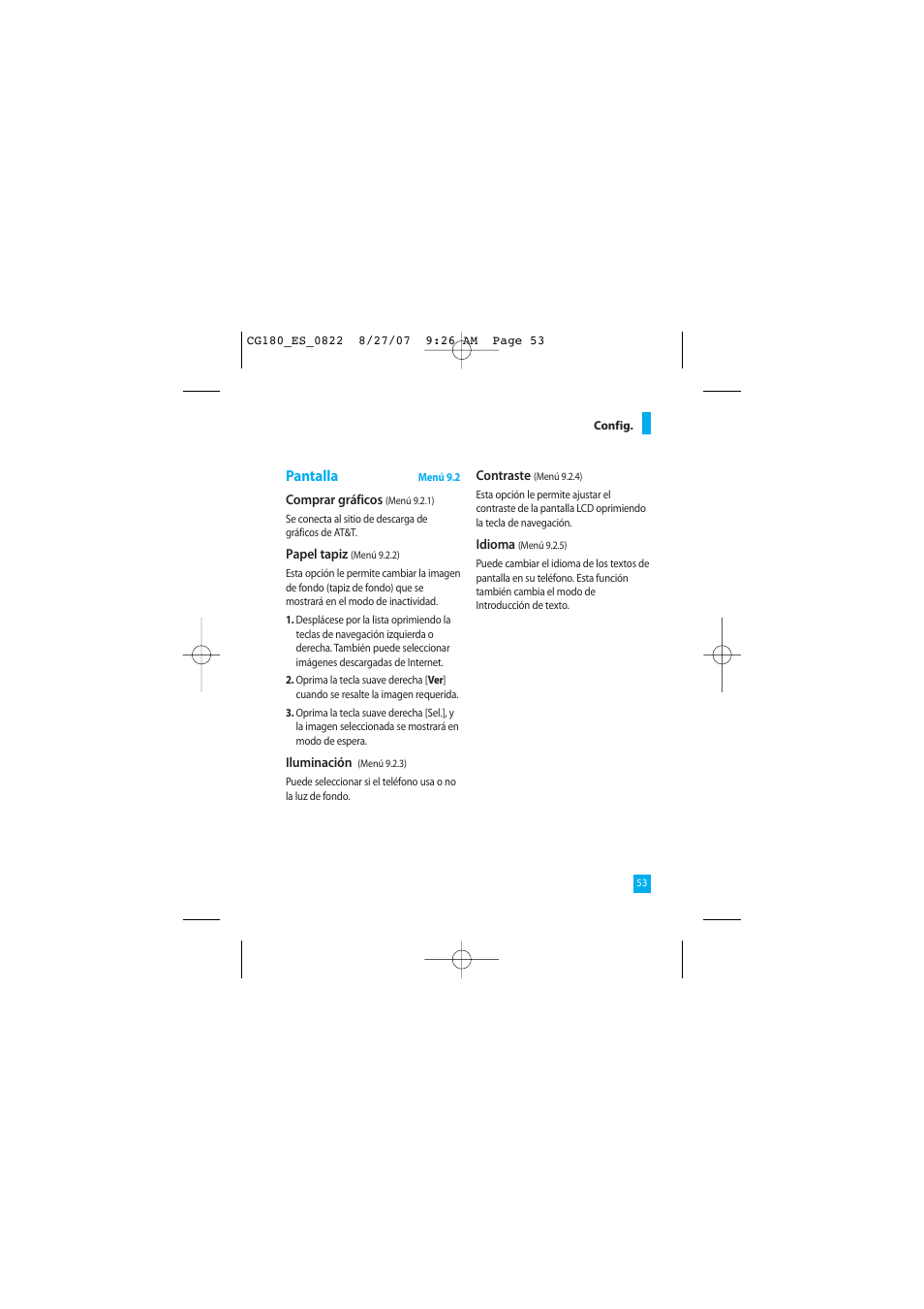 Pantalla | LG CG180 User Manual | Page 143 / 182