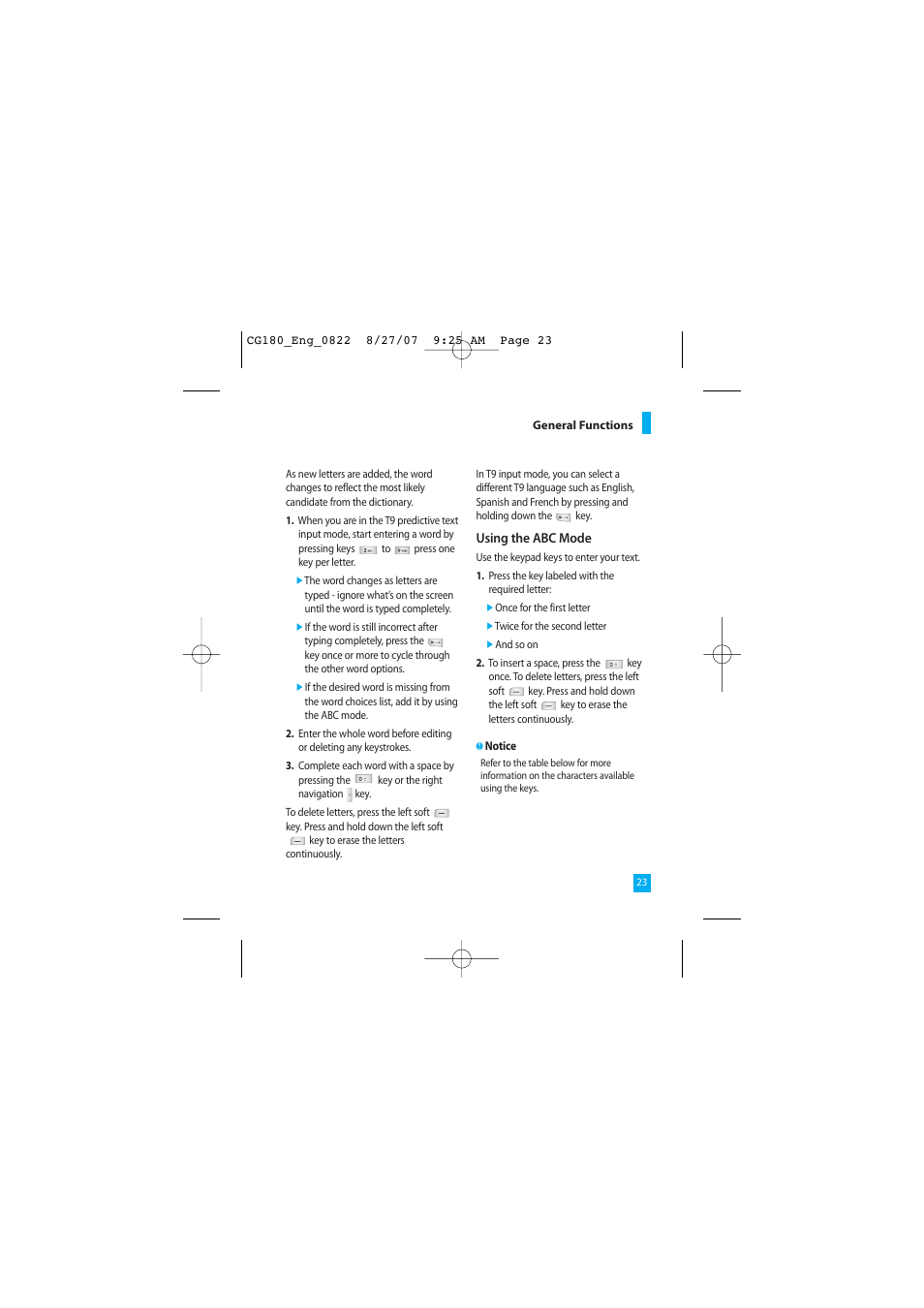 LG CG180 User Manual | Page 27 / 182