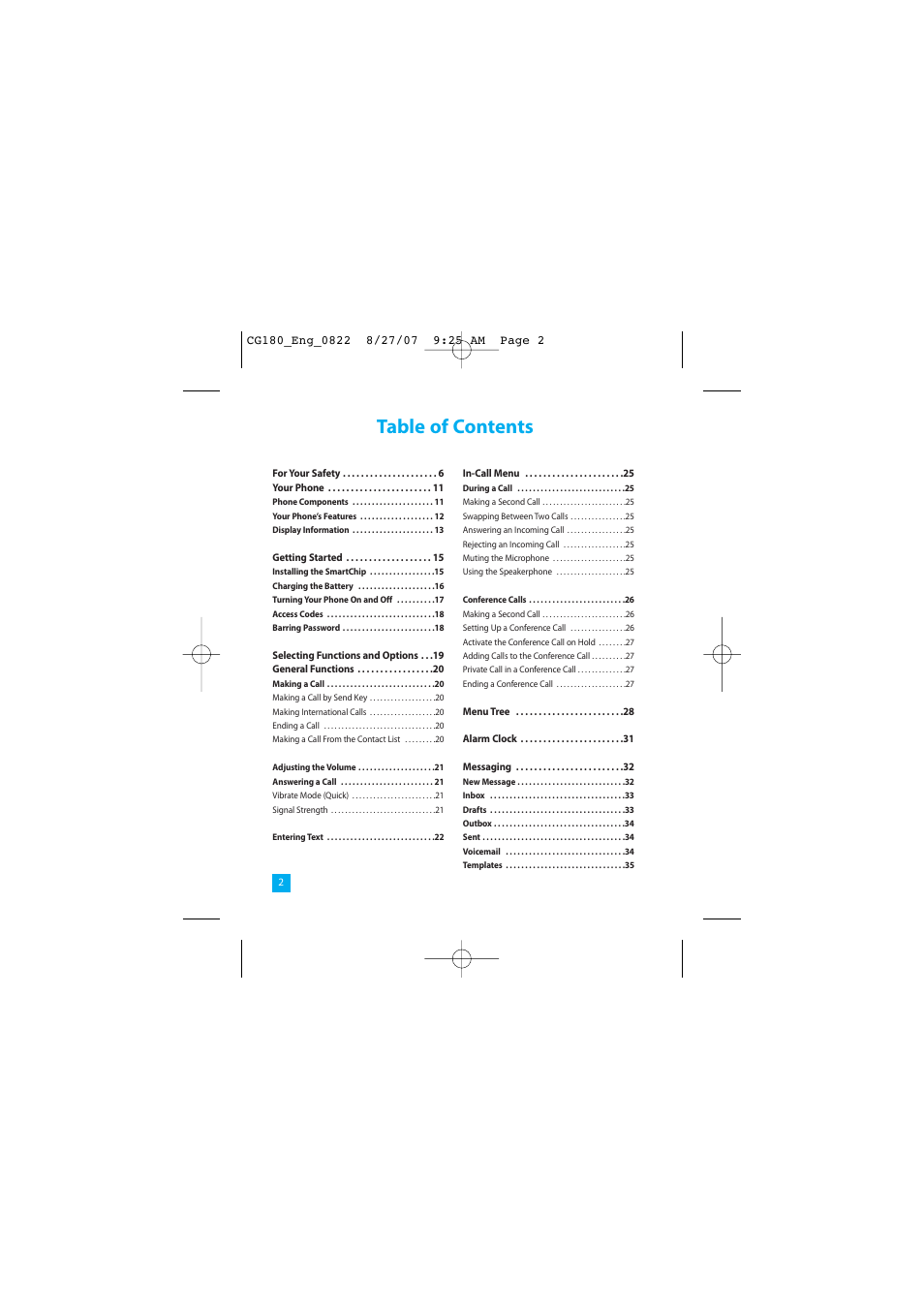 LG CG180 User Manual | Page 6 / 182