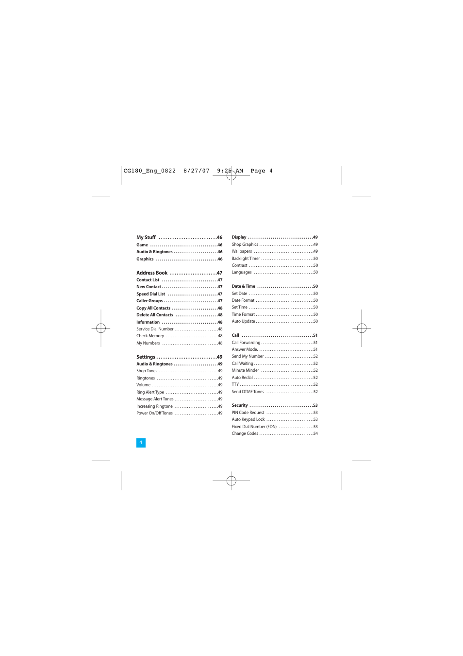 LG CG180 User Manual | Page 8 / 182