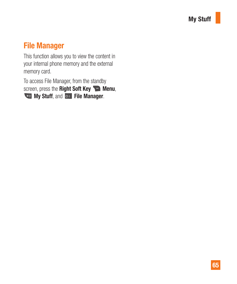 File manager | LG A340 User Manual | Page 65 / 113