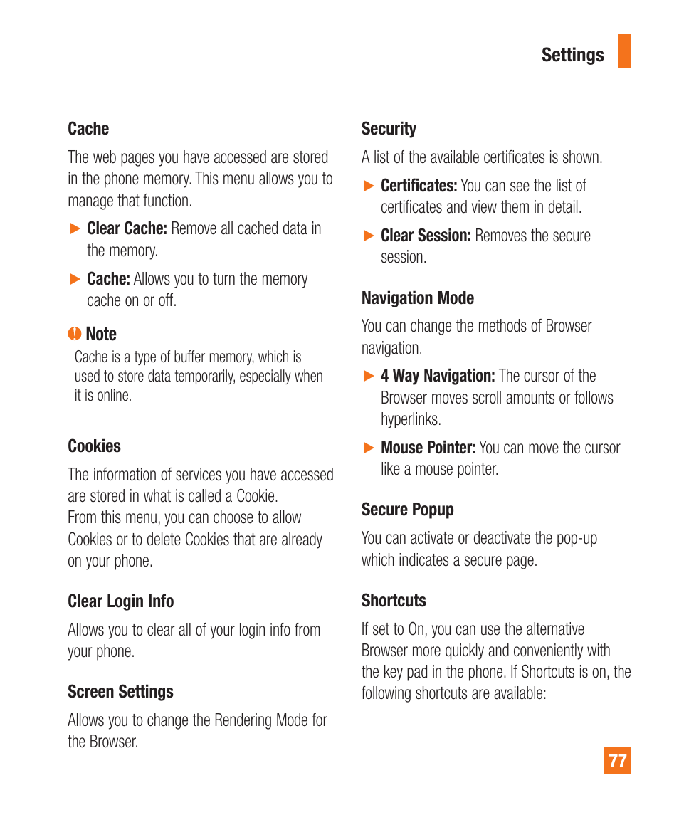 LG A340 User Manual | Page 77 / 113