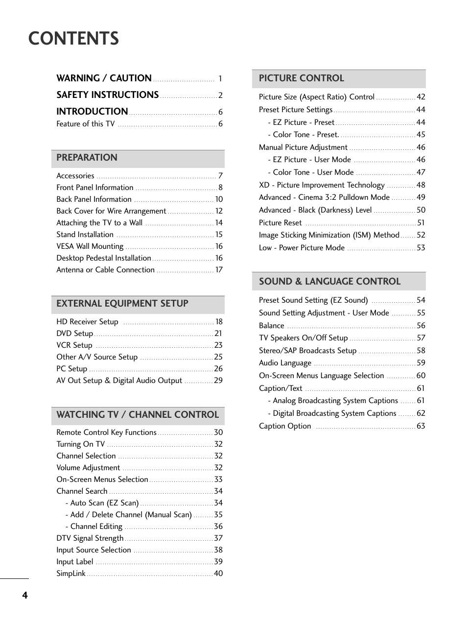 LG 32LC7D User Manual | Page 6 / 94