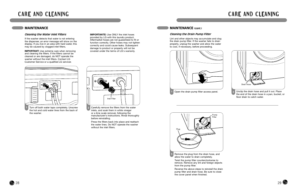 Maintenance | LG WM2688H*MA User Manual | Page 15 / 37