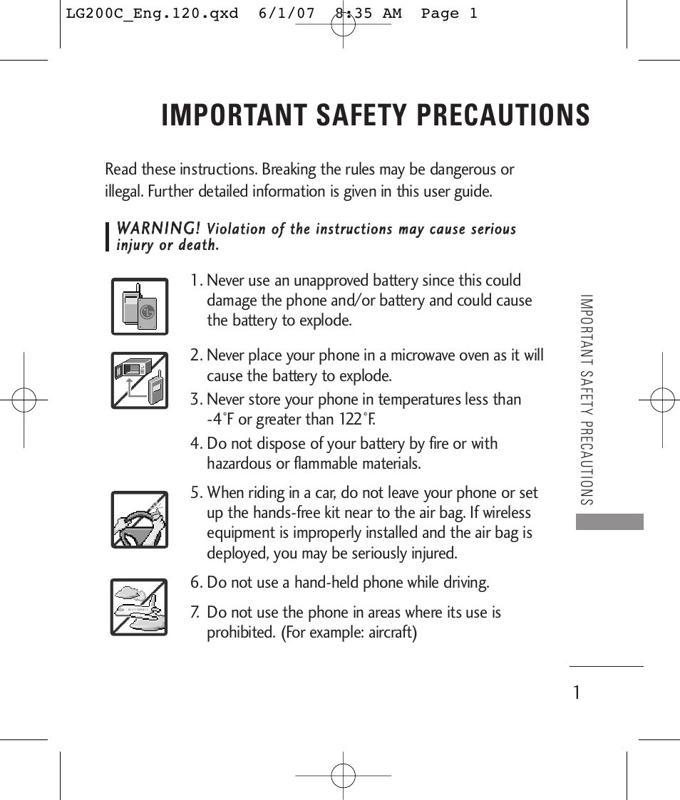 Important safety precautions | LG 200C User Manual | Page 3 / 39