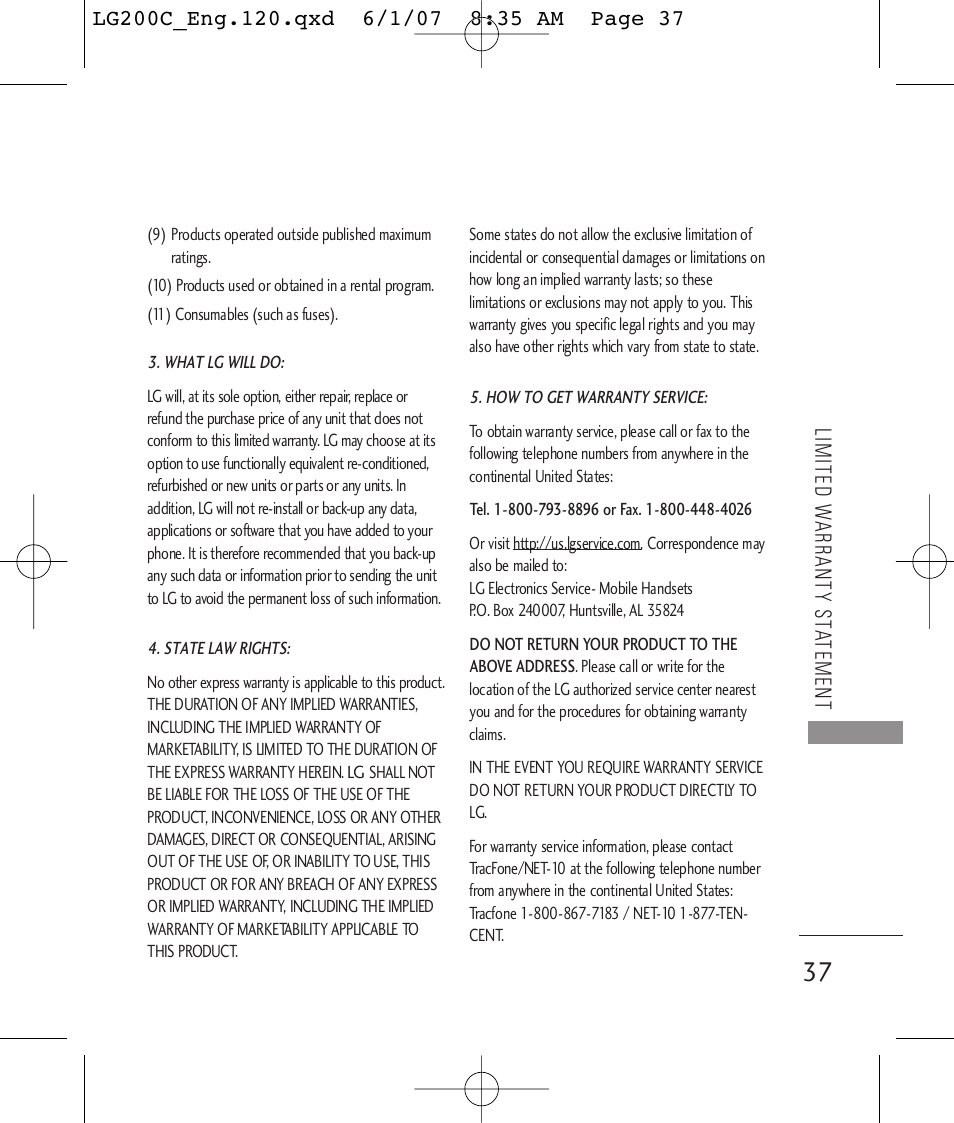 LG 200C User Manual | Page 39 / 39