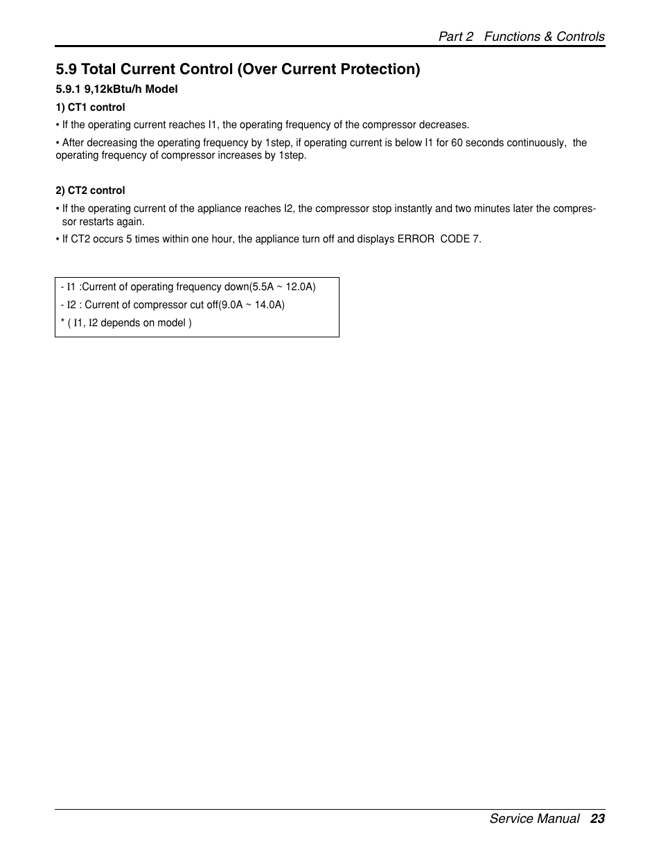 9 total current control (over current protection) | LG General Wall Mounted-Inverter Type User Manual | Page 23 / 67