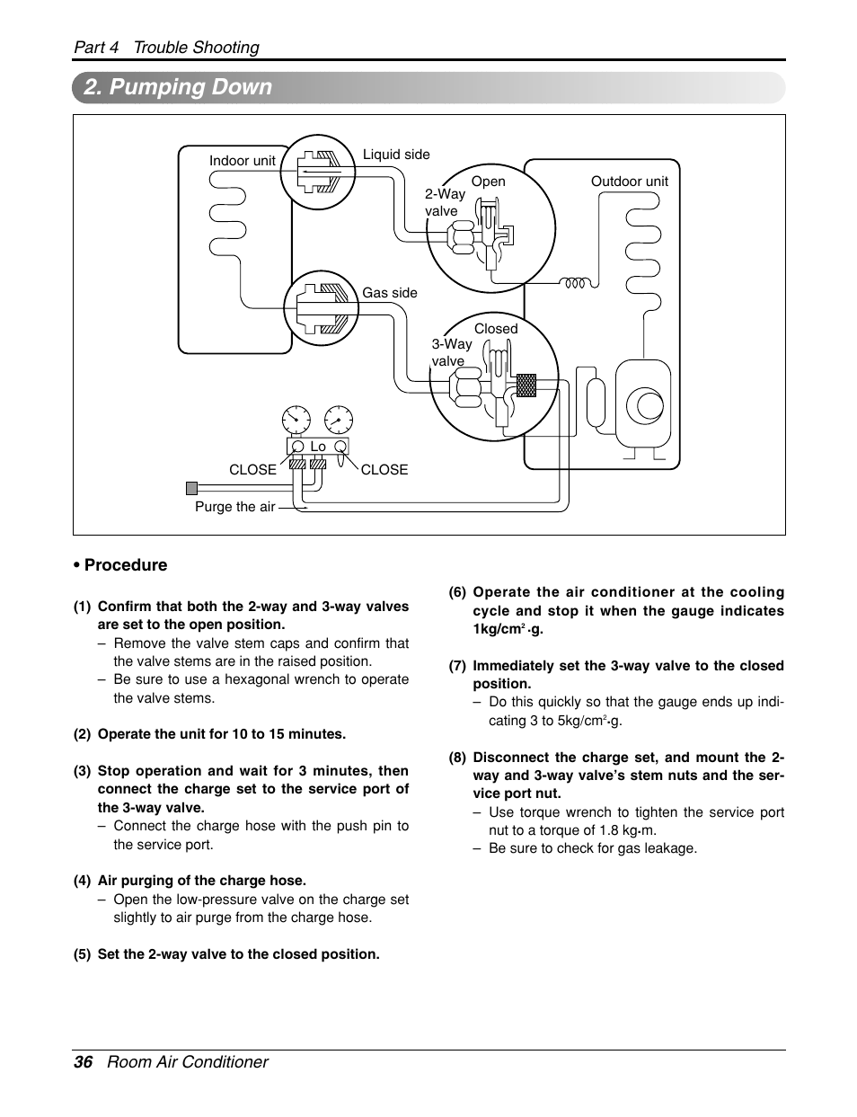 Pumping down | LG General Wall Mounted-Inverter Type User Manual | Page 36 / 67