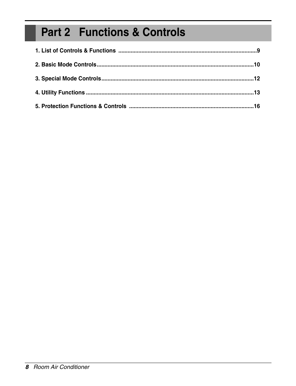 Part 2 functions & controls | LG General Wall Mounted-Inverter Type User Manual | Page 8 / 67