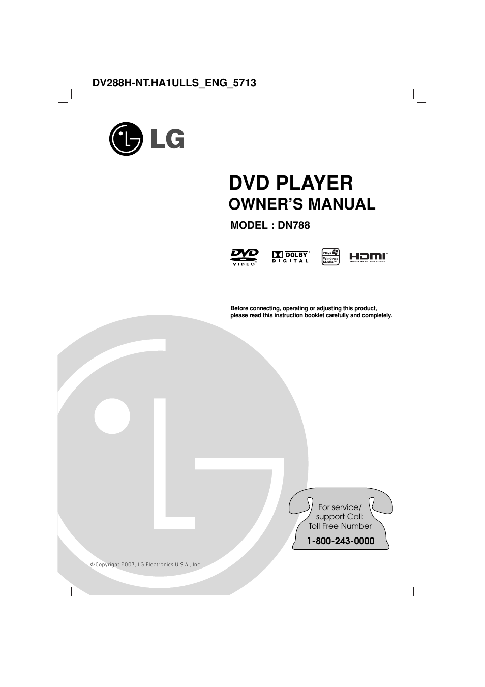 LG DN788 User Manual | 24 pages