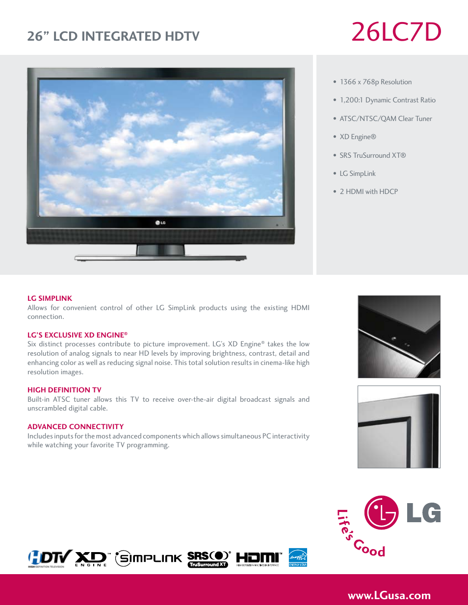 LG 26LC7D User Manual | 2 pages