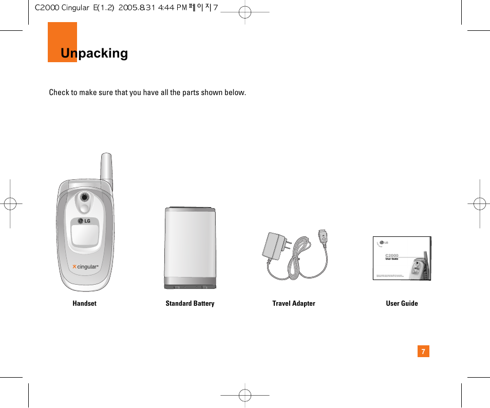Unpacking | LG C2000 User Manual | Page 11 / 222