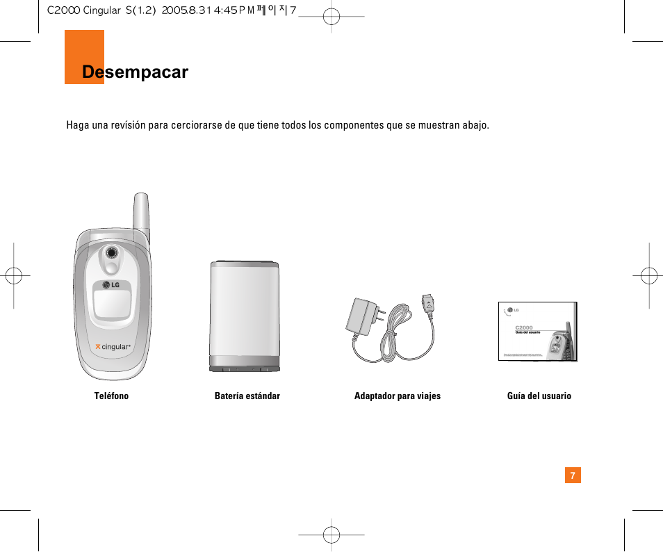 Desempacar | LG C2000 User Manual | Page 117 / 222