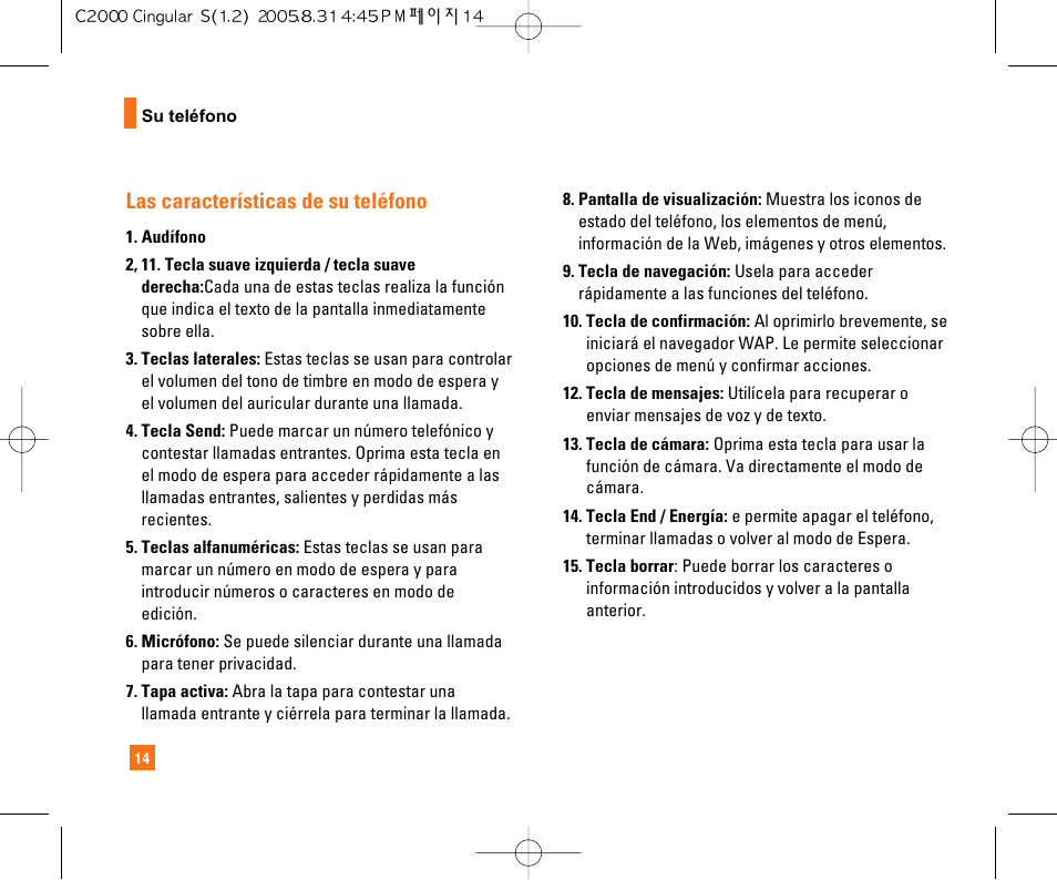 Las características de su teléfono | LG C2000 User Manual | Page 124 / 222