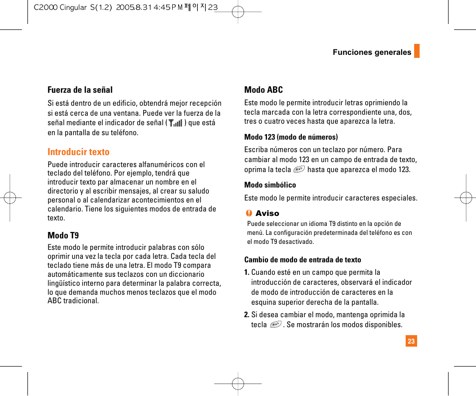 Introducir texto | LG C2000 User Manual | Page 133 / 222