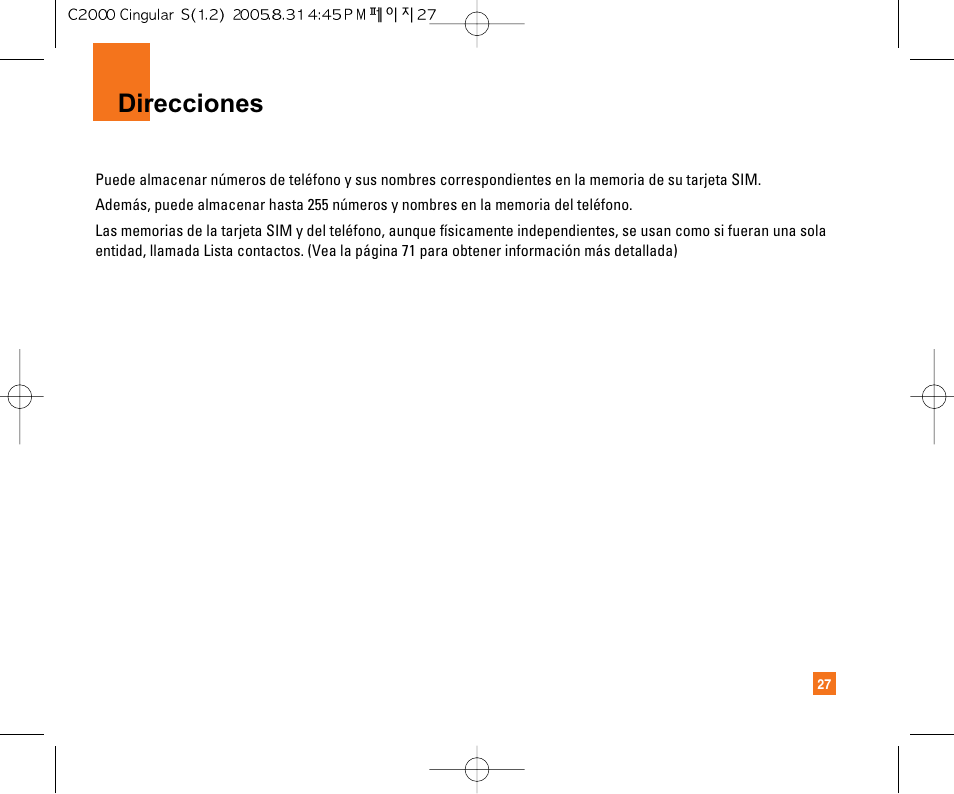 Direcciones | LG C2000 User Manual | Page 137 / 222