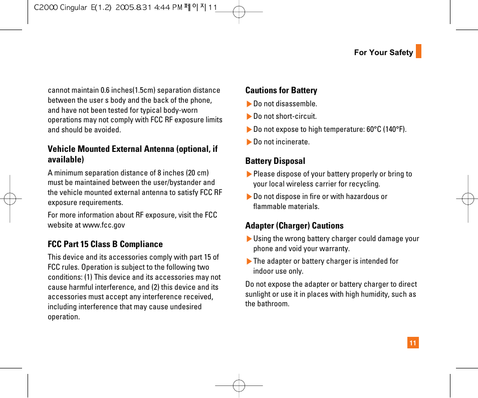 LG C2000 User Manual | Page 15 / 222