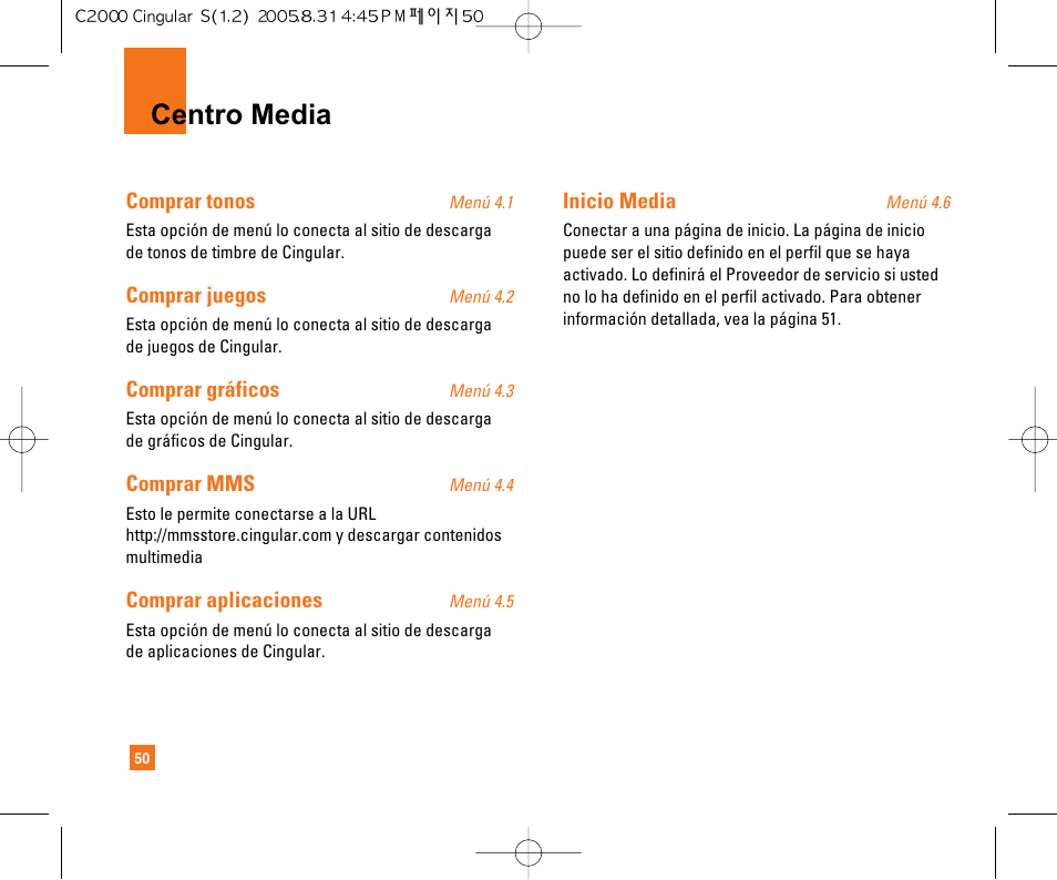 Centro media | LG C2000 User Manual | Page 160 / 222