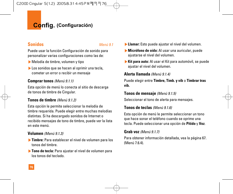 Config | LG C2000 User Manual | Page 186 / 222