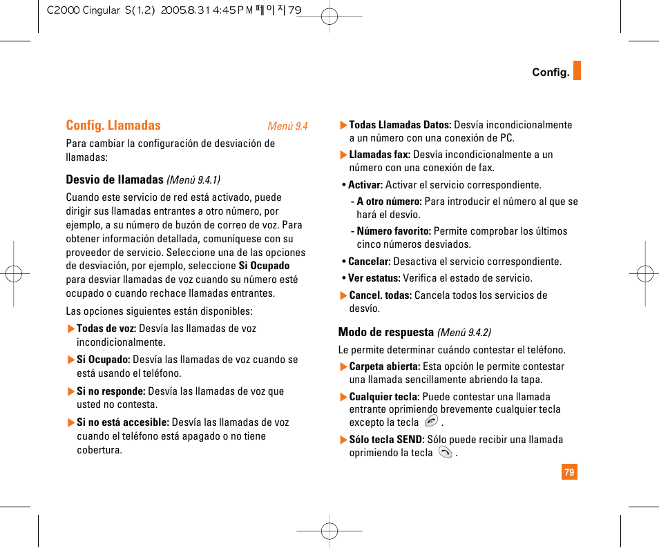 Config. llamadas | LG C2000 User Manual | Page 189 / 222