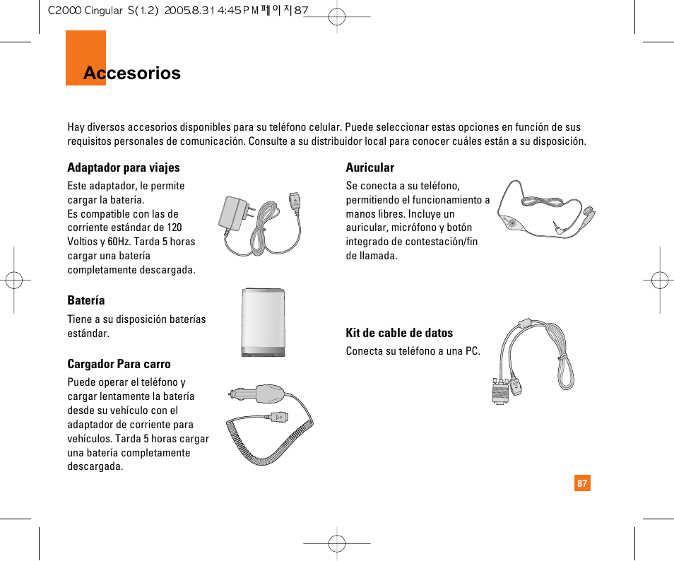 Accesorios | LG C2000 User Manual | Page 197 / 222