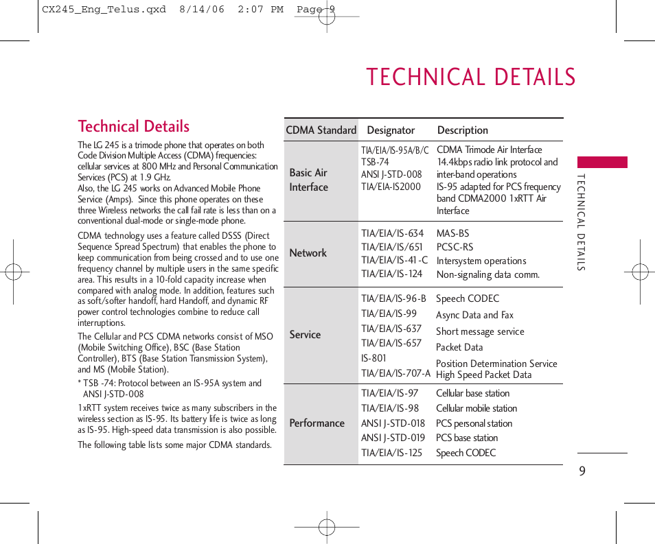 Technical details | LG 245 User Manual | Page 10 / 78