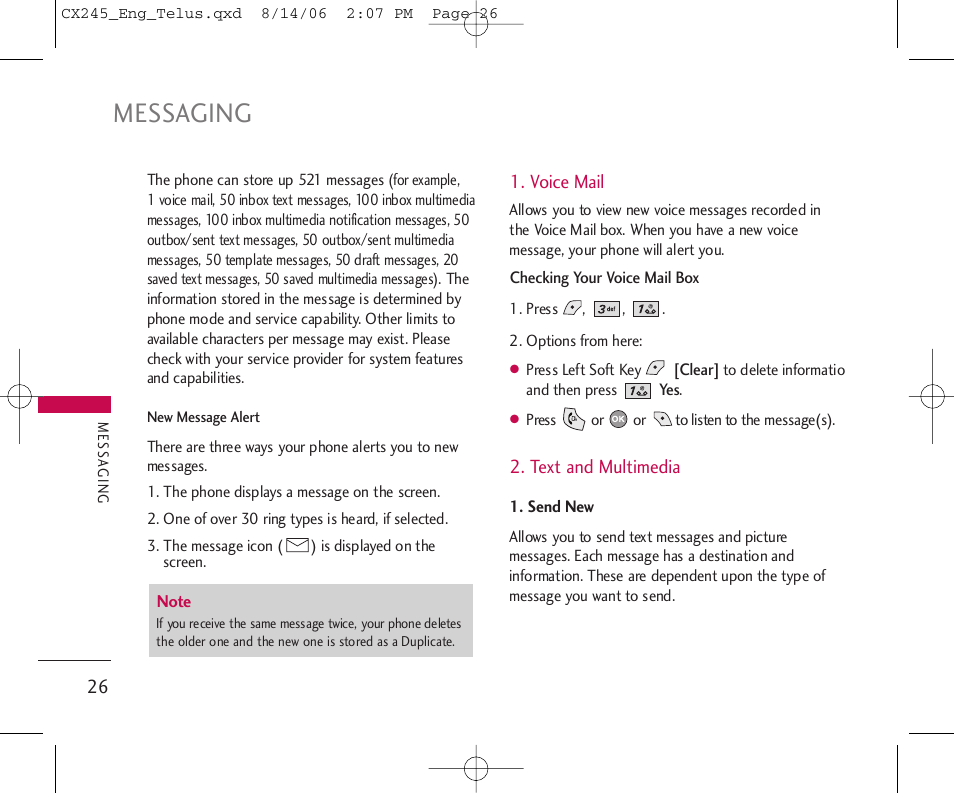 Messaging | LG 245 User Manual | Page 27 / 78