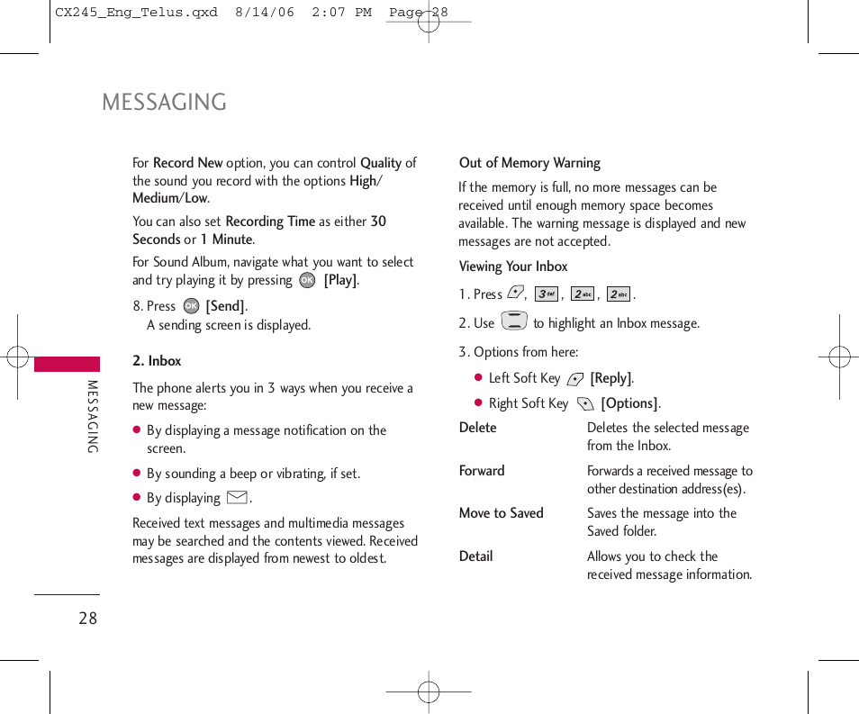 Messaging | LG 245 User Manual | Page 29 / 78