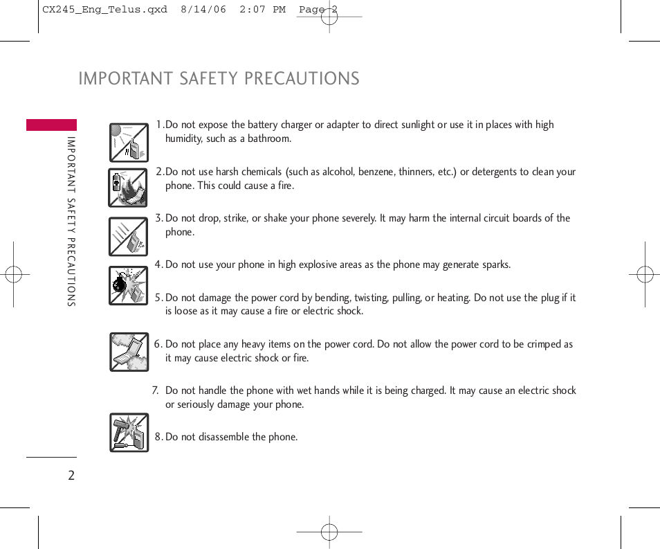Important safety precautions | LG 245 User Manual | Page 3 / 78