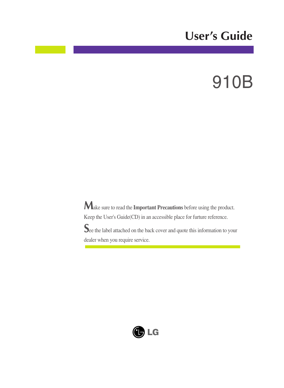 LG 910B User Manual | 17 pages