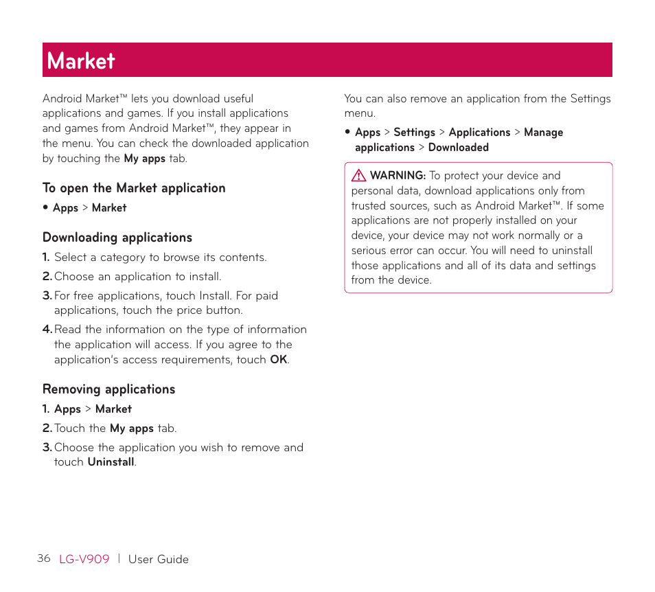 Market | LG V909 User Manual | Page 38 / 66