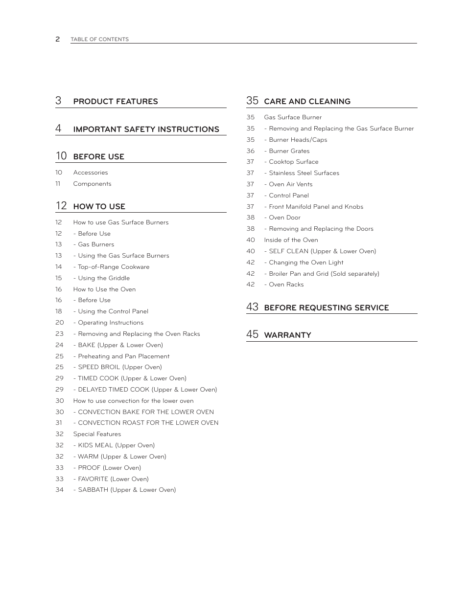 LG LDG3017ST User Manual | Page 2 / 47