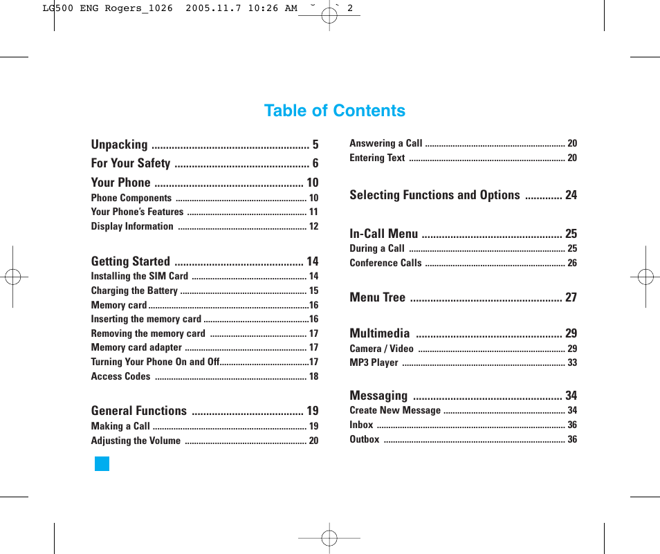 LG 500 User Manual | Page 2 / 85