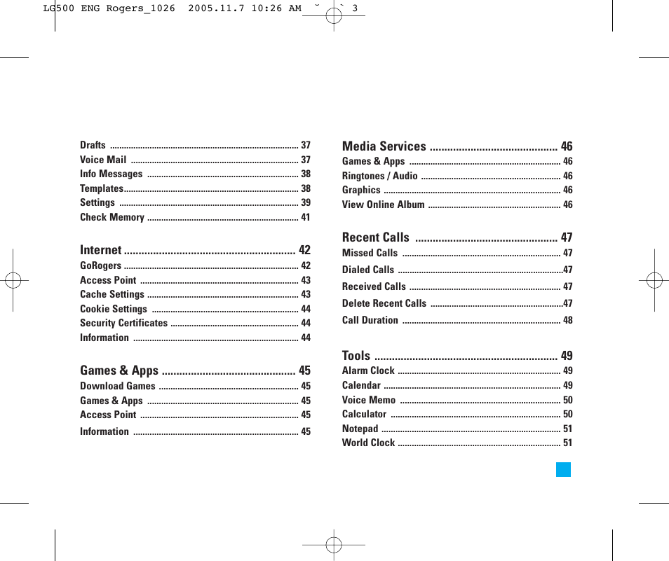 LG 500 User Manual | Page 3 / 85