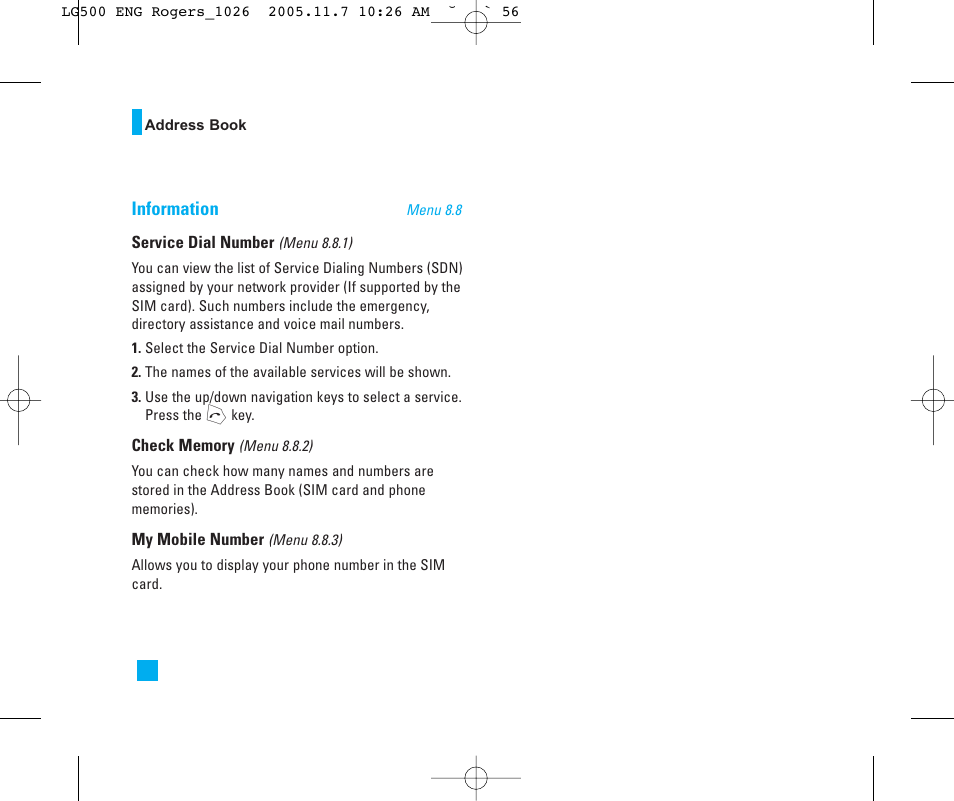 Information | LG 500 User Manual | Page 56 / 85