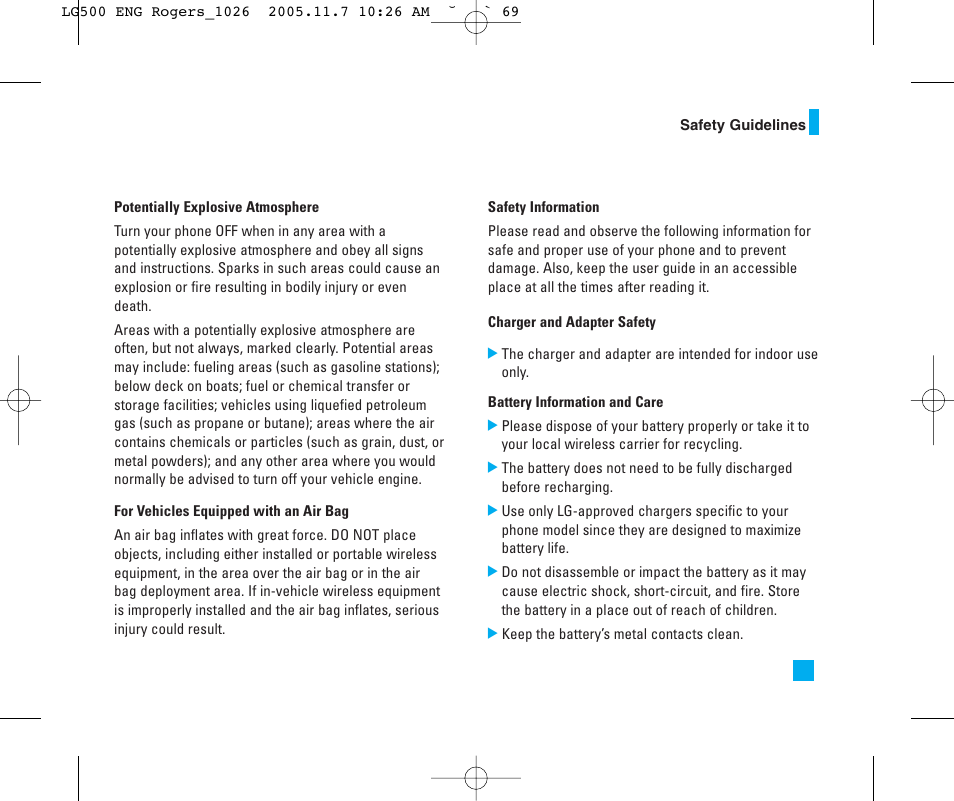 LG 500 User Manual | Page 69 / 85