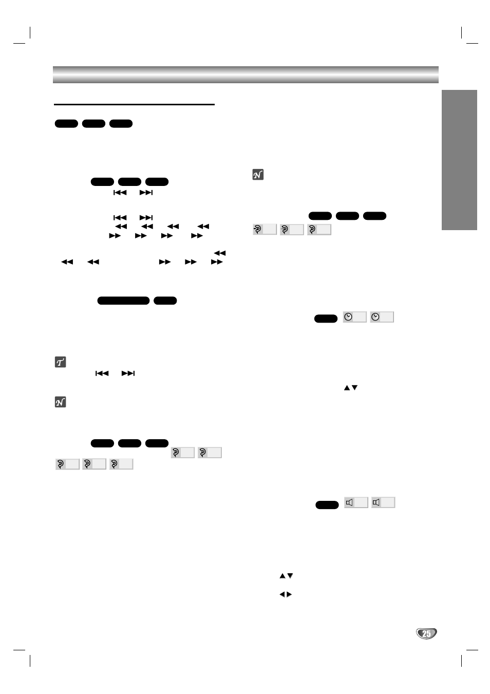 Opera tion, Still picture and frame-by-frame playback, Search | Random, Repeat, Repeat a-b, Time search, 3d surround | LG DV1000 User Manual | Page 25 / 37