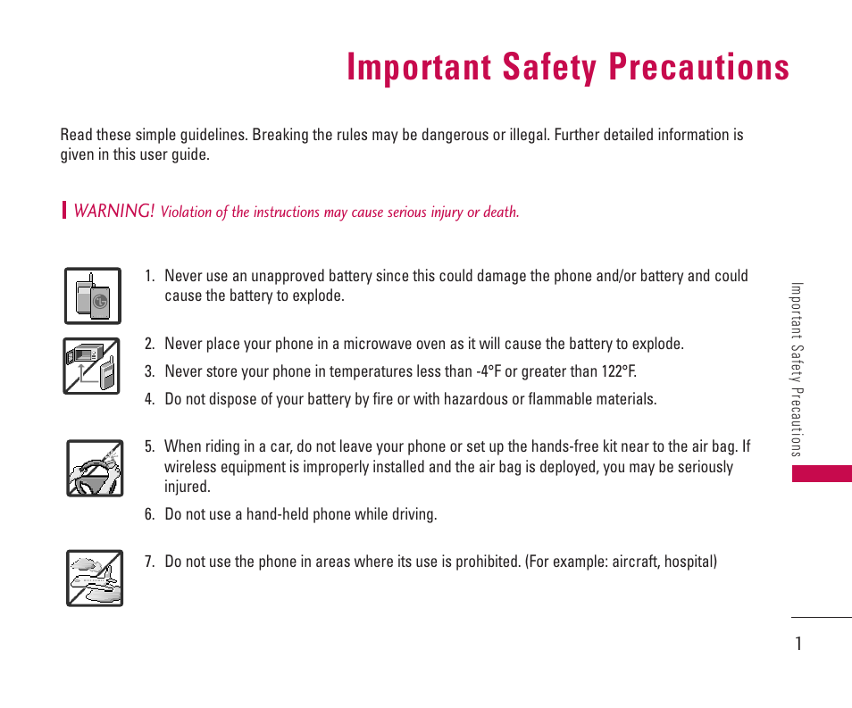 Important safety precautions | LG 550 User Manual | Page 2 / 92