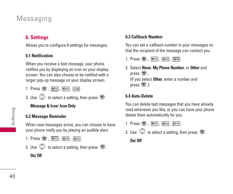 Messaging | LG 550 User Manual | Page 41 / 92