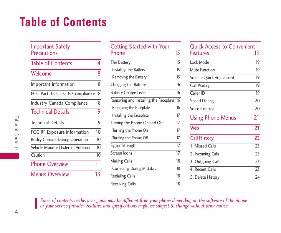LG 550 User Manual | Page 5 / 92