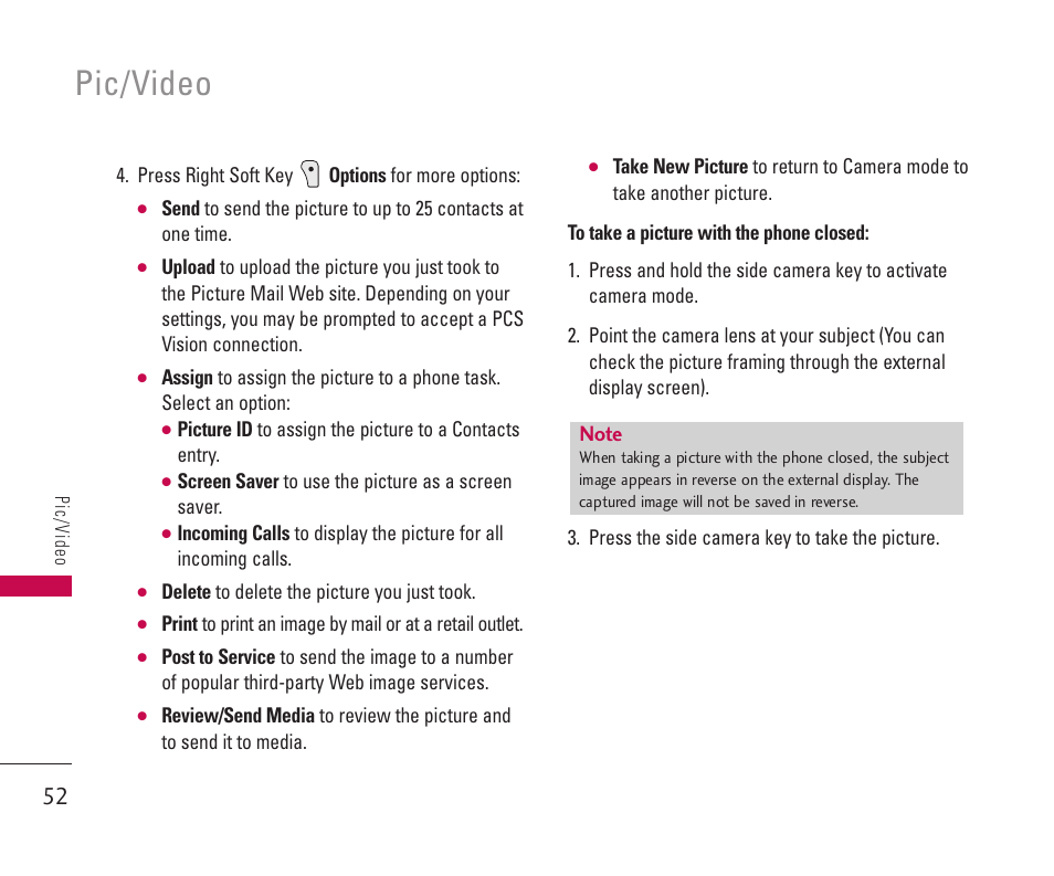 Pic/video | LG 550 User Manual | Page 53 / 92