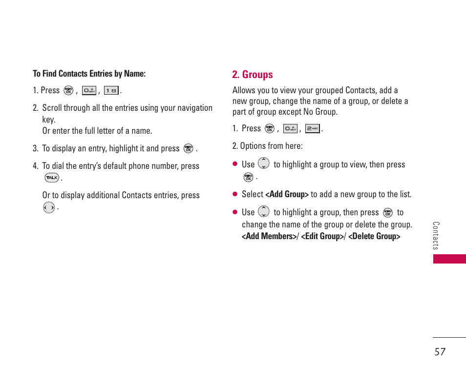 Groups | LG 550 User Manual | Page 58 / 92